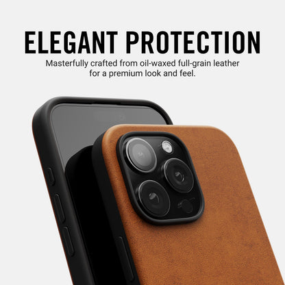 Ridge Phone Case - Tobacco Brown Leather - iPhone 16