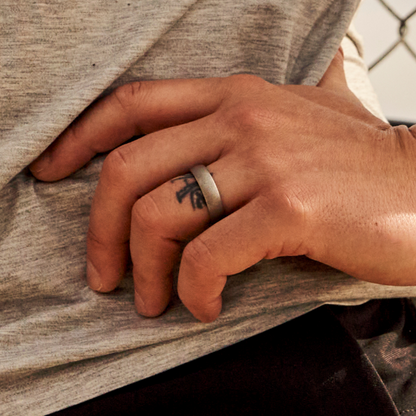 6mm Rounded Ring Set - Stonewashed Titanium